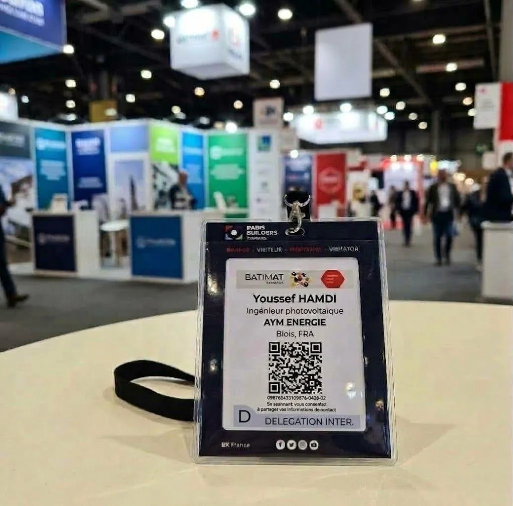 Badge AYM ENERGIE au salon BATIMAT 2026