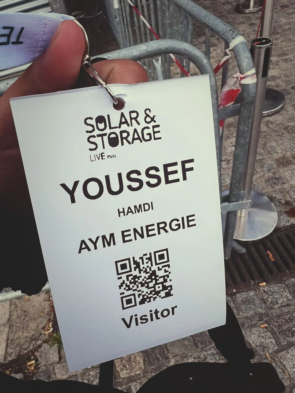Badge visiteur AYM ENERGIE à Solar & Storage Live Paris